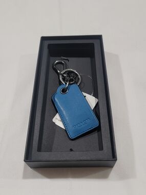 COACH Blue Leather Bottle Opener Keychain